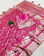 Pleasurable Dark Pink Soft Banarasi Silk Saree With Snappy Blouse Piece