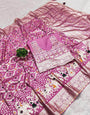 Cynosure Pink Soft Banarasi Silk Saree With Nemesis Blouse Piece