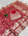 Amiable Red Soft Banarasi Silk Saree With Easy on the eyes Blouse Piece