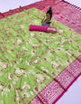 Super classy Green Soft Banarasi Silk Saree With Sophisticated Blouse Piece