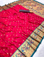 Delectable Dark Pink Paithani Silk Saree With Amazing Blouse Piece