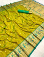 Artistic Mehndi Paithani Silk Saree With Ethereal Blouse Piece