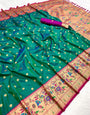 Pretty Rama Paithani Silk Saree With Seraglio Blouse Piece