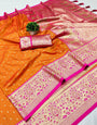 Demure Orange Soft Banarasi Silk Saree With Lagniappe Blouse Piece