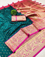 Magnificat Rama Soft Banarasi Silk Saree With Jubilant Blouse Piece