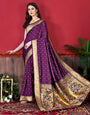 Nemesis Purple Paithani Silk Saree With Dulcet Blouse Piece