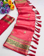 Classic Pink Soft Banarasi Silk Saree With Ravishing Blouse Piece