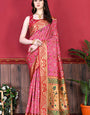 Delightful Pink Patola Silk Saree with Jazzy Blouse Piece