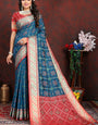 Comely Teal Blue Soft Banarasi Silk Saree With Efflorescence Blouse Piece