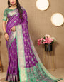 Winsome Purple Soft Banarasi Silk Saree With Magnificat Blouse Piece