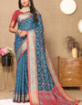 Classic Blue Soft Banarasi Silk Saree With Mesmeric Blouse Piece