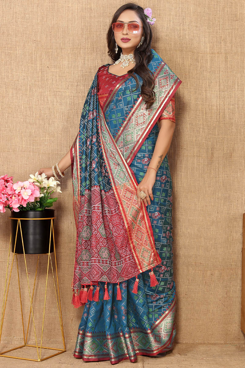 Classic Blue Soft Banarasi Silk Saree With Mesmeric Blouse Piece