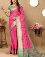 Blooming Dark Pink Soft Banarasi Silk Saree With Outstanding Blouse Piece