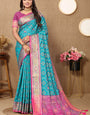 Alluring Firozi Soft Banarasi Silk Saree With Stunning Blouse Piece