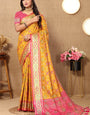 Exuberant Yellow Soft Banarasi Silk Saree With Quixotic Blouse Piece