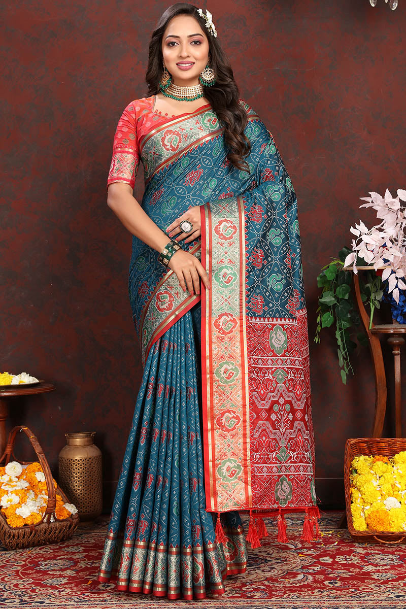 Lustrous Blue Soft Banarasi Silk Saree With Nectarous Blouse Piece
