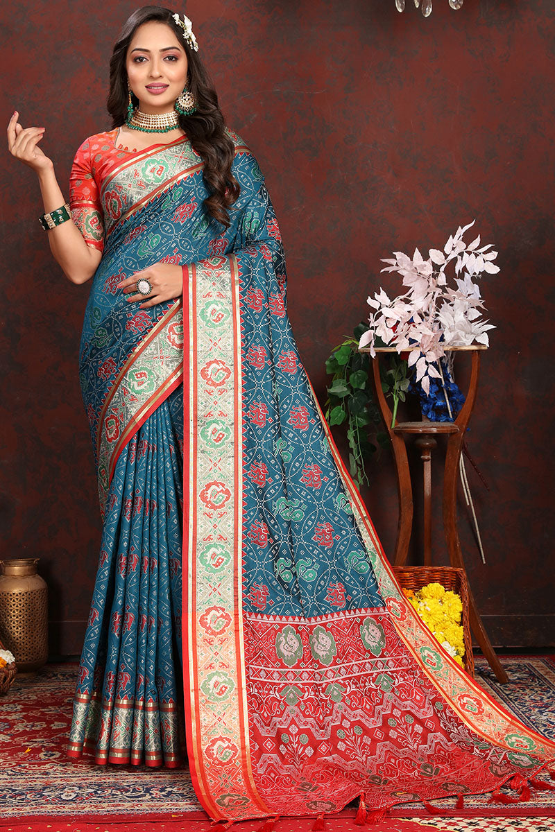 Lustrous Blue Soft Banarasi Silk Saree With Nectarous Blouse Piece