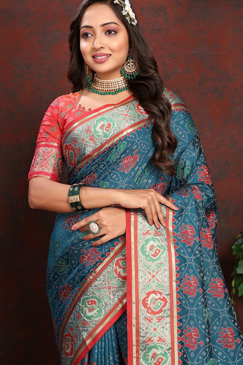 Lustrous Blue Soft Banarasi Silk Saree With Nectarous Blouse Piece