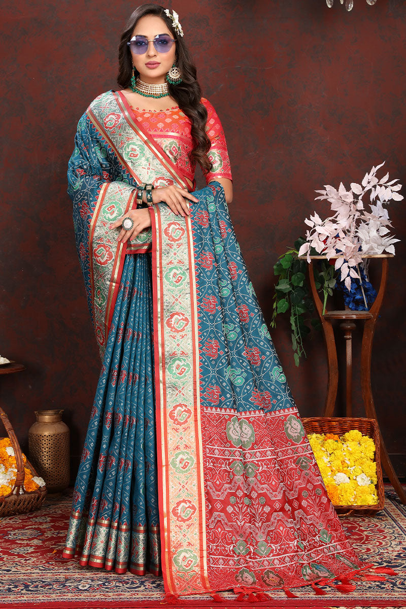 Lustrous Blue Soft Banarasi Silk Saree With Nectarous Blouse Piece