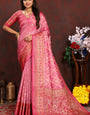 Arresting Pink Soft Banarasi Silk Saree With Desiring Blouse Piece