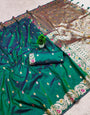Sempiternal Green Soft Banarasi Silk Saree With Super classy Blouse Piece