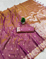 Denouement Lavender Soft Banarasi Silk Saree With Ratatouille Blouse Piece