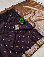 Sophisticated Wine Soft Banarasi Silk Saree With Susurrous Blouse Piece