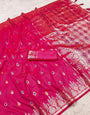Smashing Dark Pink Rama Soft Banarasi Silk Saree With Glowing Blouse Piece