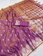 Admirable Lavender Soft Banarasi Silk Saree With Ornate Blouse Piece