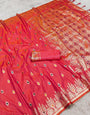 Alluring Pink Soft Banarasi Silk Saree With Blissful Blouse Piece