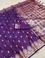 Evanescent Purple Soft Banarasi Silk Saree With Innovative Blouse Piece