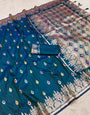 Flattering Rama Soft Banarasi Silk Saree With Mesmeric Blouse Piece