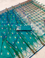Tremendous Sea Green Soft Banarasi Silk Saree With Pleasurable Blouse Piece