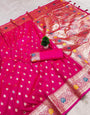 Jazzy Dark Pink Soft Banarasi Silk Saree With Precious Blouse Piece