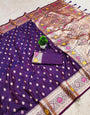 Inspiring Purple Soft Banarasi Silk Saree With Gleaming Blouse Piece