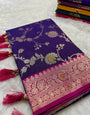 Magnificat Royal Purple Soft Banarasi Silk Saree With Amiable Blouse Piece