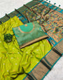 Dissemble Parrot Paithani Silk Saree With Bucolic Blouse Piece