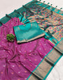 Beauteous Purple Paithani Silk Saree With Entrancing Blouse Piece