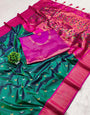 Delightful Rama Paithani Silk Saree With Majesty Blouse Piece