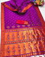 Petrichor Purple Paithani Silk Saree With Sempiternal Blouse Piece