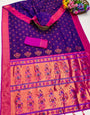 Winsome Royal Purple Paithani Silk Saree With Radiant Blouse Piece