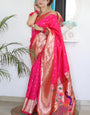 Ratatouille Dark Pink Paithani Silk Saree With Engaging Blouse Piece