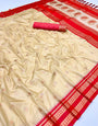 Invaluable Beige Soft Banarasi Silk Saree With Embellished Blouse Piece