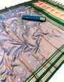 Seraglio Grey Soft Banarasi Silk Saree With Charming Blouse Piece