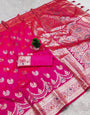 Tremendous Dark Pink Soft Banarasi Silk Saree With Felicitous Blouse Piece