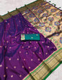 Gorgeous Purple Paithani Silk Saree With Lovely Blouse Piece