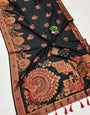 Classy Black Paithani Silk Saree With Stunning Blouse Piece