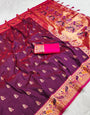 Pleasurable Purple Paithani Silk Saree With Seraglio Blouse Piece