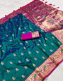 Palimpsest Rama Paithani Silk Saree With Forbearance Blouse Piece