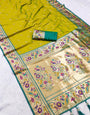 Majesty Parrot Paithani Silk Saree With Surreptitious Blouse Piece